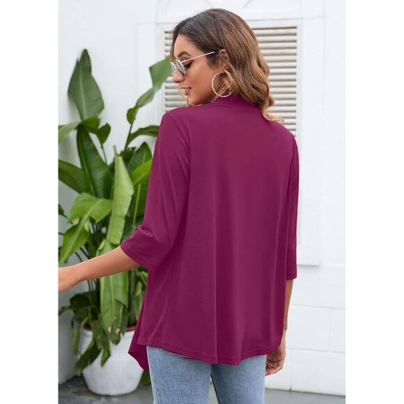 Lightweight Drape Cardigan‎ – Open Front 3/4 Sleeve Size Small - Picture 5 of 5